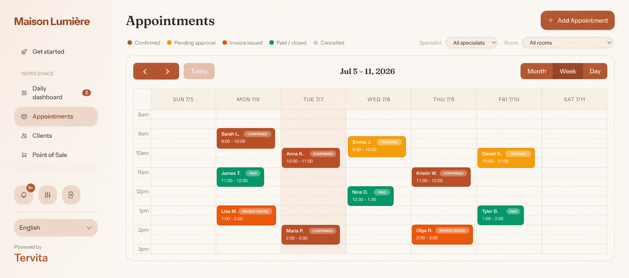 Tervita โ Smart calendar